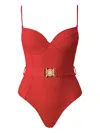 Sofia Erhan Belted Underwired Swimsuit In Red