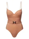Sofia Erhan Belted Underwired Swimsuit In Animal Print