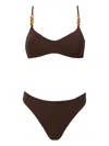 Sofia Erhan Giselle Embellished Bikini In Brown