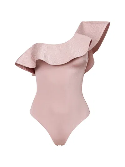 Sofia Erhan Grace Ruffled One-shoulder Swimsuit In Pink