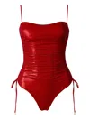 Sofia Erhan Lyra Drwastrings Swimsuit In Red