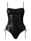 Sofia Erhan Metallic-effect Side-tie Swimsuit In Black