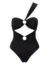 Sofia Erhan One-shoulder Ring-detail Swimsuit In Black