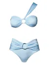 Sofia Erhan Ring-detail One-shoulder Bikini In Blue