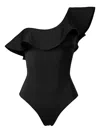 Sofia Erhan Ruffle One-shoulder Swimsuit In Black