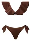 Sofia Erhan Ruffled-trim Bikini In Brown