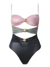 Sofia Erhan Sarah Embellished Cut-out Swimsuit In Multi