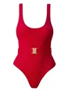 Sofia Erhan Scarlet Belted Swimsuit In Red