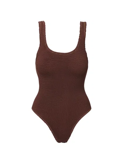 Sofia Erhan Scoop Textured Swimsuit In Brown