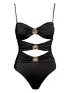Sofia Erhan Shell-embellished Cut-out Swimsuit In Black