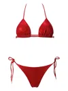 Sofia Erhan Shimmer Triangle Bikini In Red
