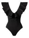 Sofia Erhan Stella Sleeveless Ruffle-detail Swimsuit In Black