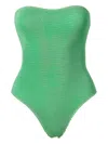 Sofia Erhan Strapless Ruched Swimsuit In Green