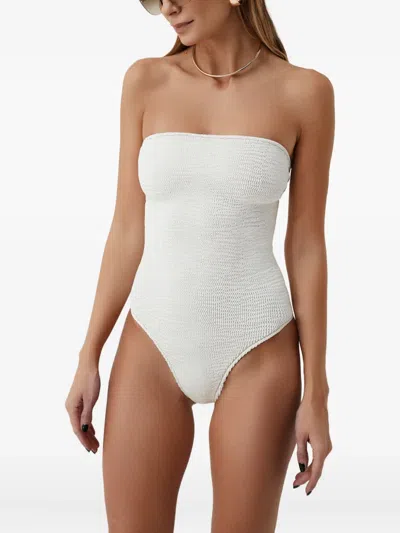 Sofia Erhan Strapless Textured Swimsuit In White