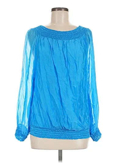 Pre-owned Sofia Long Sleeve Blouse In Blue