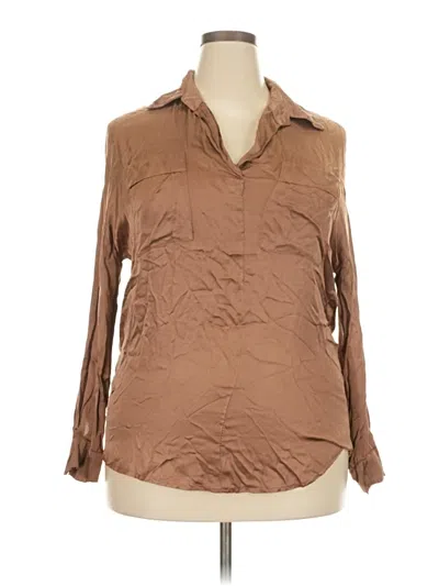 Pre-owned Sofia Long Sleeve Blouse In Brown