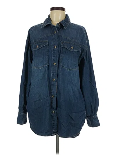 Pre-owned Sofia Long Sleeve Button Down Shirt In Blue