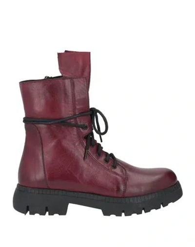 Sofia Mare Woman Ankle Boots Burgundy Size 10 Leather In Red