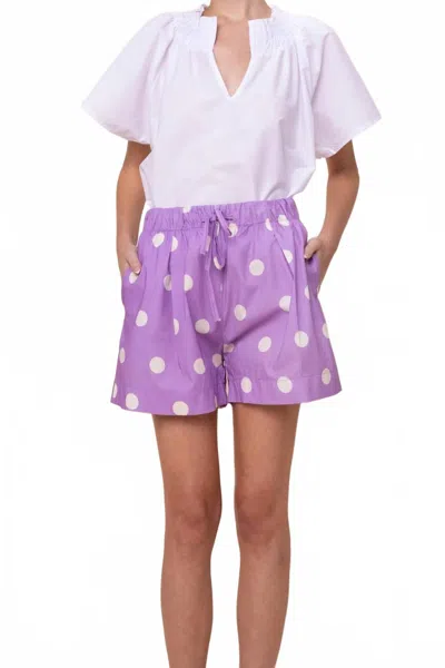 Sofia Reese Drawstring Cotton Shorts In Freesia Dots In Multi