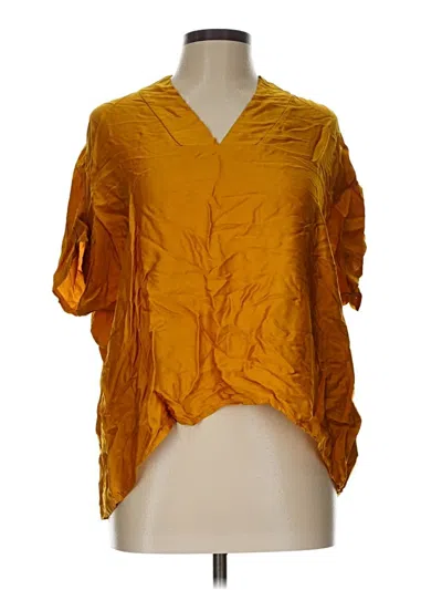 Pre-owned Sofia Short Sleeve Blouse In Gold
