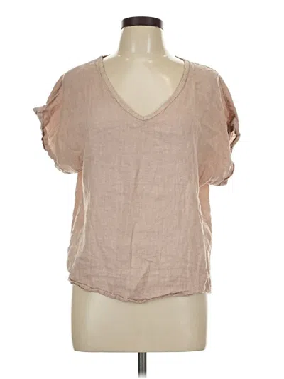 Pre-owned Sofia Short Sleeve Blouse In Tan