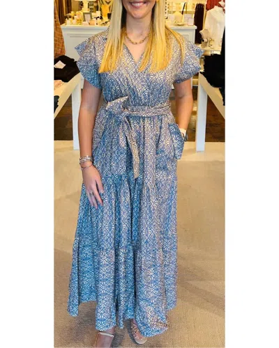 Sofia The Label Lilya Maxi Dress In Damask Blue