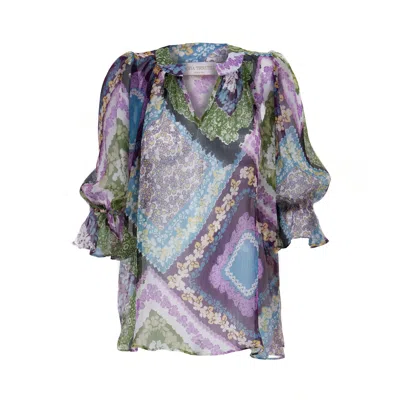 Sofia Tsereteli Women's 3/4 Sleeve Silk Blouse In Purple