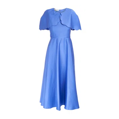 Sofia Tsereteli Women's Blue Satin Capelet Dress
