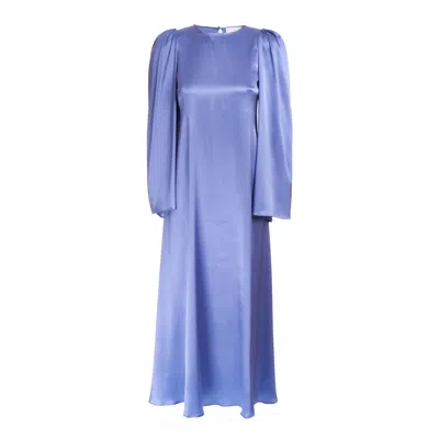 Sofia Tsereteli Women's Blue Silk Flare Dress