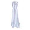 Sofia Tsereteli Women's Blue / White Sleeveless Linen Dress In Blue/white