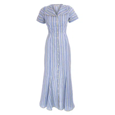 Sofia Tsereteli Women's Blue / White Striped Linen Dress In Blue/white