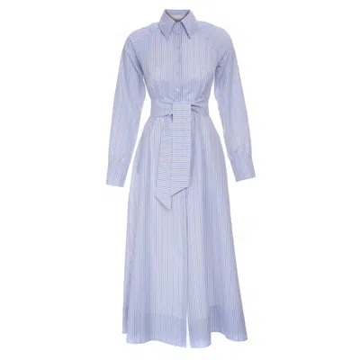 Sofia Tsereteli Striped Shirt Dress In Blue/white