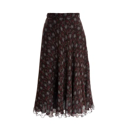 Sofia Tsereteli Women's Brown Chocolate Patterned Silk Skirt