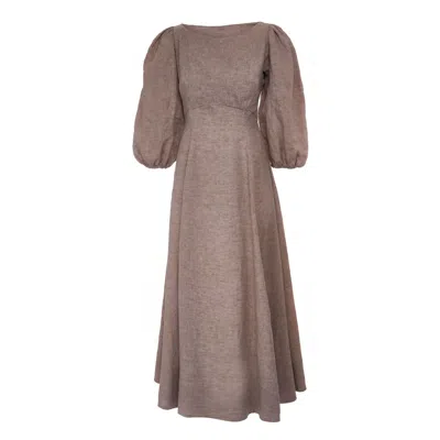 Sofia Tsereteli Linen Dress In Brown