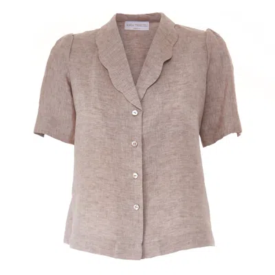 Sofia Tsereteli Women's Brown Linen Shirt