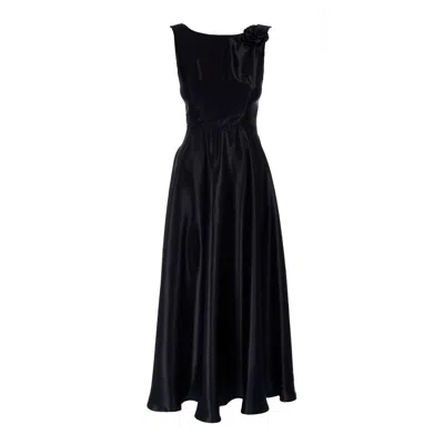 Sofia Tsereteli Evening Gown In Black Satin Silk