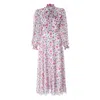 Sofia Tsereteli Georgette Peony Print Dress In White