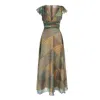 Sofia Tsereteli Crepon Silk Dress In Green