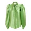Sofia Tsereteli Green Silk Blouse In Green