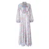 Sofia Tsereteli Women's Long Chiffon Dress In Watercolor Print In White