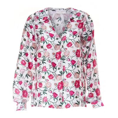 Sofia Tsereteli Women's Peony Print Silk Blouse In Multi