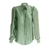 Sofia Tsereteli Women's Satin Silk Blouse - Green In Green