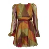 SOFIA TSERETELI WOMEN'S SHORT SILK DRESS IN MULTICOLORED PATCH