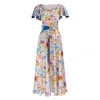 Sofia Tsereteli Women's Watercolour Garden Gown In Blue