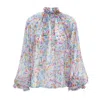 Sofia Tsereteli Watercolor Print Chiffon Blouse