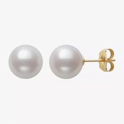 Sofia White Cultured Freshwater Pearl 10k Gold 8mm Ball Stud Earrings In Red