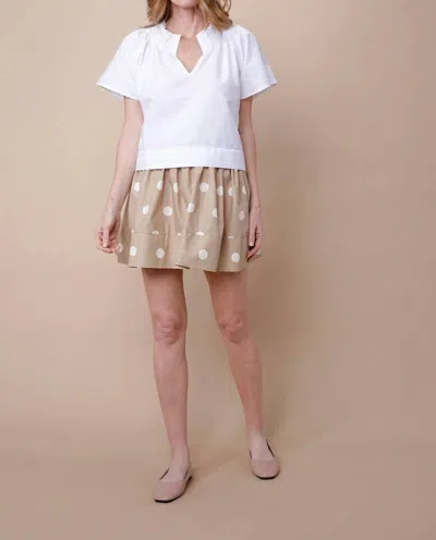 Sofia Women's Melanie Cotton Skirt In Creme Brulee Polka Dots In Brown