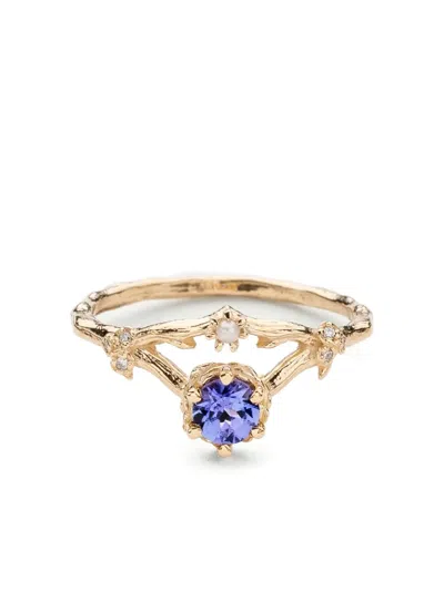 Sofia Zakia 14k Yellow Gold Frida Tanzanite Diamond Ring In Blue