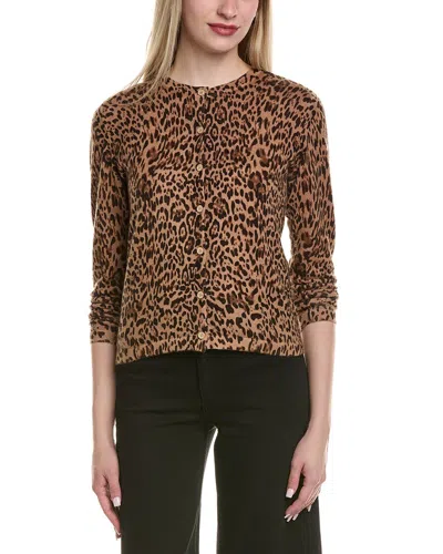 Sofiacashmere Animal Print Wool & Cashmere-blend Cardigan In Brown