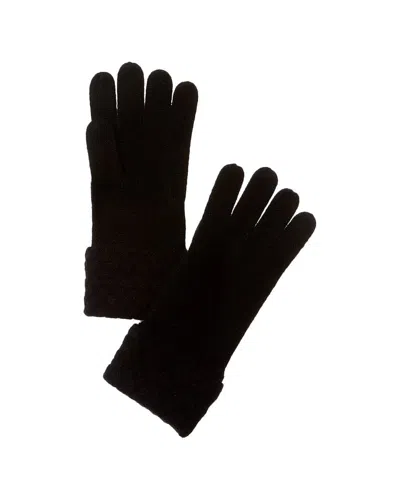 Sofiacashmere Basketweave Stitch Cashmere Gloves In Black